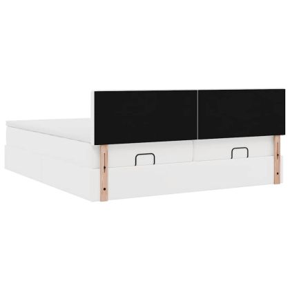 Османска легло с матраци, бяло, 200x200 см, изкуствена кожа