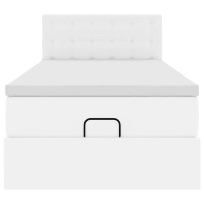 Османска легло с матраци&LED, бяло, 100x200 см, изкуствена кожа