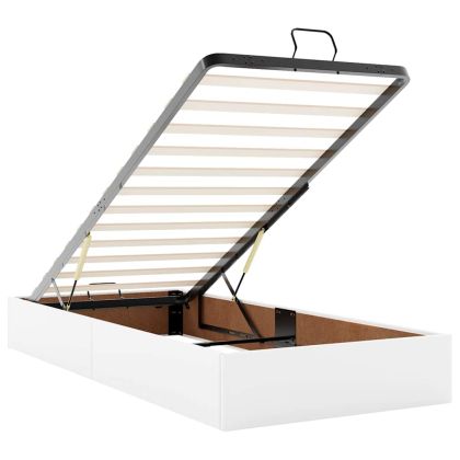 Османска легло с матраци&LED, бяло, 100x200 см, изкуствена кожа