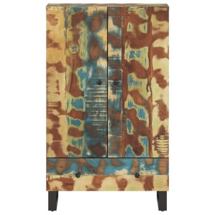 Висок шкаф с чекмедже 60x33x100 см регенериран масив и желязо