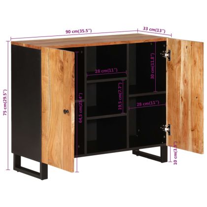 Сайдборд с 2 врати, 90x33x75 см, акациево дърво масив