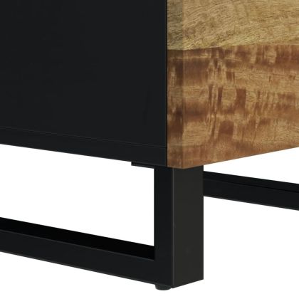 Висок шкаф с 3 врати 40x33x110 см масивно дърво манго и желязо