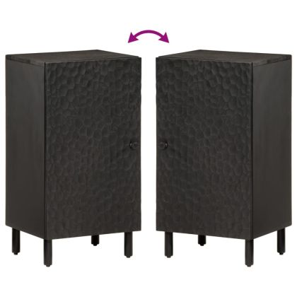 Страничен шкаф, черен, 40x33x75 см, манго масивно дърво