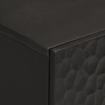 Страничен шкаф, черен, 90x33x75 см, манго масивно дърво