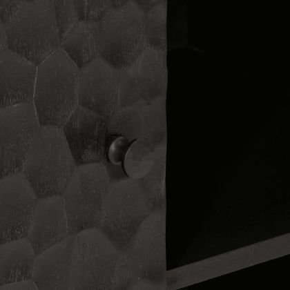 Страничен шкаф, черен, 90x33x75 см, манго масивно дърво