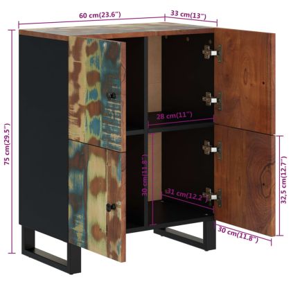Сайдборд с 4 врати, 60x33x75 см, регенерирано дърво масив