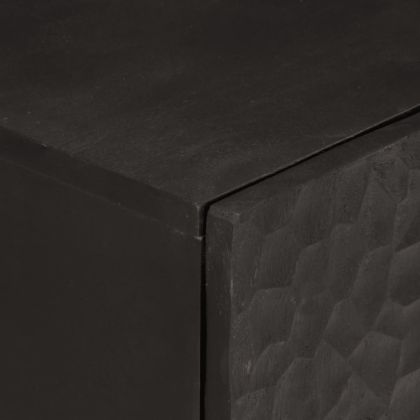 Страничен шкаф, черен, 60x33x75 см, манго масивно дърво