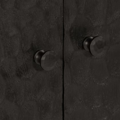 Страничен шкаф, черен, 60x33x75 см, манго масивно дърво