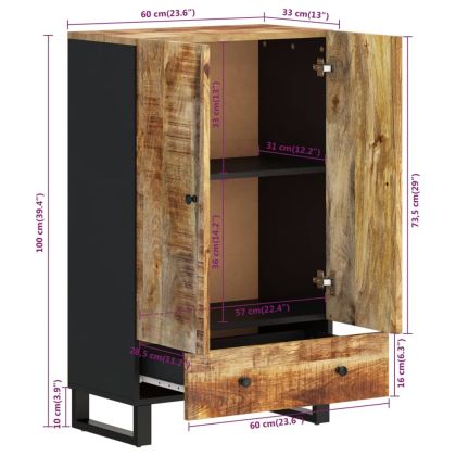 Висок шкаф с чекмедже 60x33x100 см манго масив и желязо