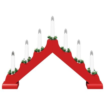 Коледен свещен мост с 7 LED светодиода Червено 39.5 x 5 x 29 см