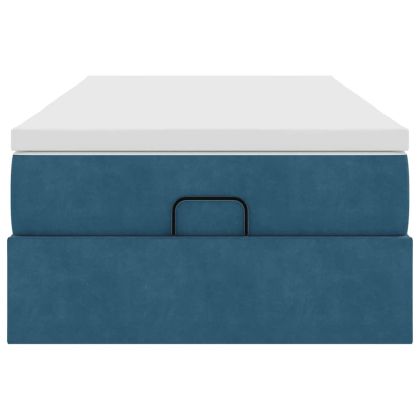 Османска легло с матрак, тъмносиньо, 90x190 см, кадифе