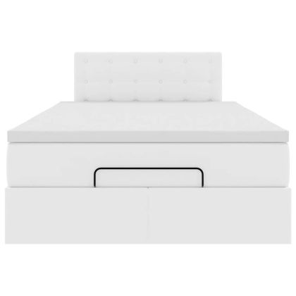 Османска легло с матрак, бяло, 120x200 см, изкуствена кожа