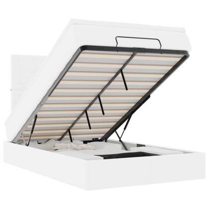 Османска легло с матрак, бяло, 120x200 см, изкуствена кожа