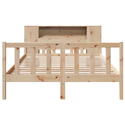 Легло с етажерка за книги, без матрак, 160x200 см, бор масив