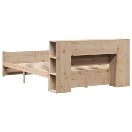 Легло с етажерка за книги, без матрак, 160x200 см, бор масив