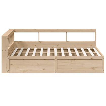 Легло с етажерка за книги, без матрак, 140x200 см, бор масив