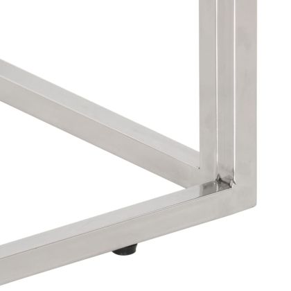 Конзолна маса сребриста неръждаема стомана и регенерирано дърво