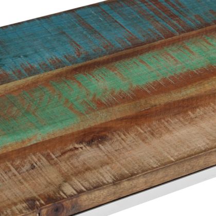 Конзолна маса сребриста неръждаема стомана и регенерирано дърво