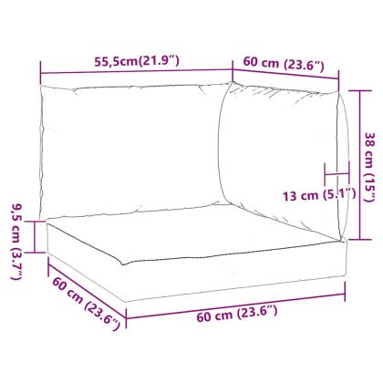 Палетни възглавници, 3 бр, антрацит, Оксфорд плат