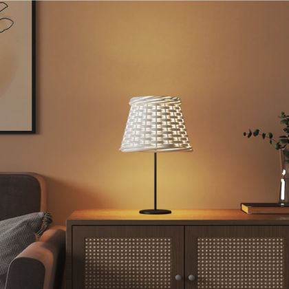 Абажур за лампа бял Ø15x12 см ракита