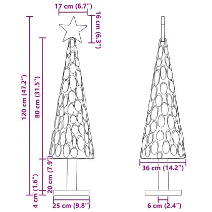 Коледно дърво с поставка Кафяво 120 cm Тиково дърво масив