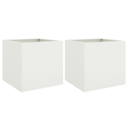 Кашпи, 2 бр, бели, 49x47x46 см, стомана