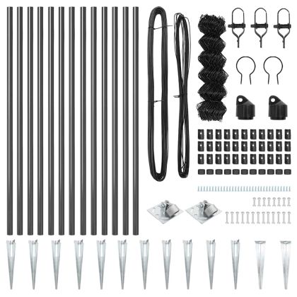 Оградна верига с колони Сив 1 x 25 m Стомана