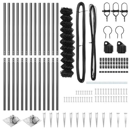 Оградна верига с колони Сив 1.2 x 25 m Стомана