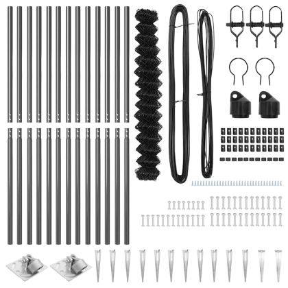 Оградна верига с колони Сив 1.5 x 25 m Стомана