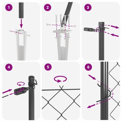 Оградна верига с колони Сив 1.6 x 25 m Стомана
