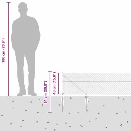 Оградна верига с колони Сребрист 0.4 x 10 м Стомана