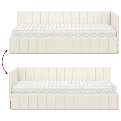 Ъглова рамка за легло с матрак Крем 80 x 200 cm Кадифе