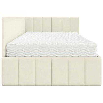 Ъглова рамка за легло с матрак Крем 100 x 200 cm Кадифе