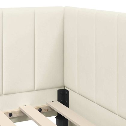 Ъглова рамка за легло с матрак Крем 100 x 200 cm Кадифе