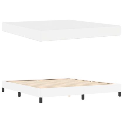 Рамка за легло с матрак Чисто бяло 180 x 200 cm текстил