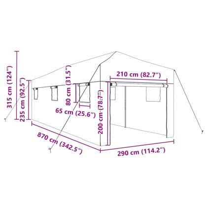 Оранжерия с покрив Зелен 290 x 870 x 315 см Стомана