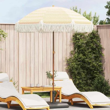 Плажен чадър Жълт и бял Ø 160 x 195 см Стомана