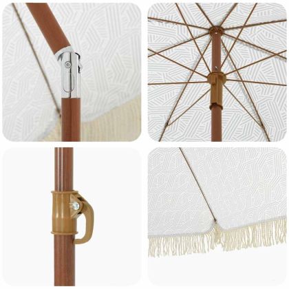 Плажен чадър Сив и бял Ø 160 x 195 см Стомана