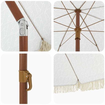 Плажен чадър Сив и бял Ø 205 x 209 см Стомана