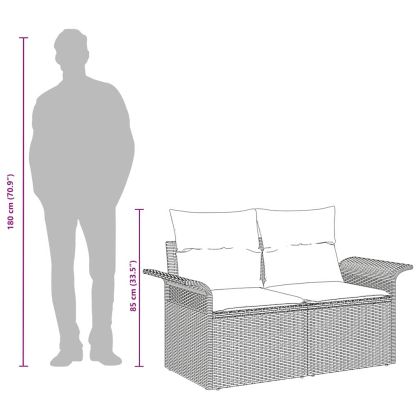 Градински диван с възглавница Кафяво 141 x 62 x 69cm полиратан
