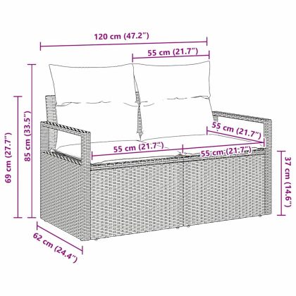 Градински диван с възглавница 120 x 62 x 69 см полиратан