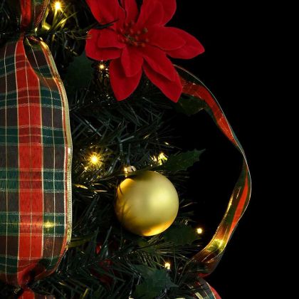 С изкуствено коледно дърво с 50 LED светодиода Зелен 120 cm ПВЦ