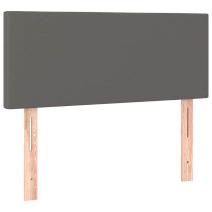 Боксспринг легло с матрак и LED сиво 120x190 см изкуствена кожа