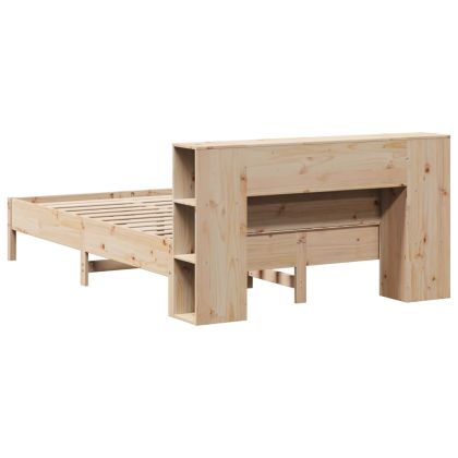 Легло с етажерка за книги, без матрак, 160x200 см, бор масив
