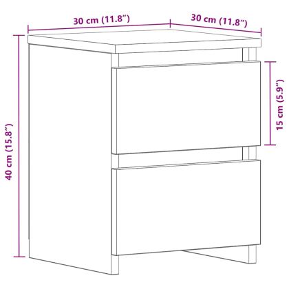 Нощен шкаф с чекмедже Черен дъб 30 x 30 x 40 cm Инженерно дърво