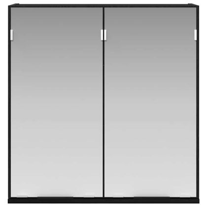 Огледален шкаф за баня с рафт с врата Черен дъб 64 x 20 x 67 см