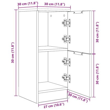 Служебен шкаф 2 pcs Черен дъб 30 x 30 x 70 см Инженерно дърво