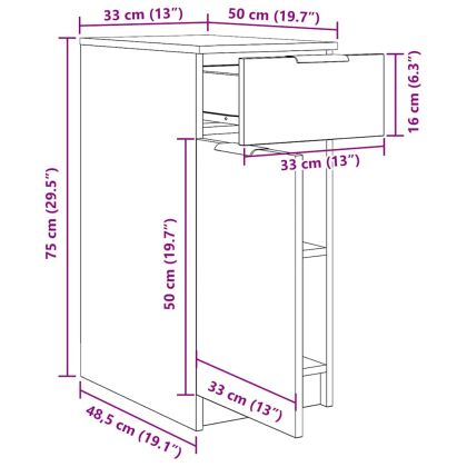 Офис шкаф Черния дъб 33 x 50 x 75 см Инженерно дърво