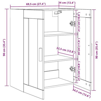 Стенен шкаф Черния дъб 69,5 x 34 x 90 см Инженерно дърво