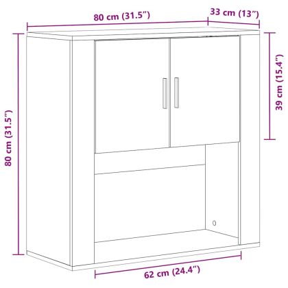 Стенен шкаф с рафт Черен дъб 80 x 33 x 80 см Инженерно дърво
